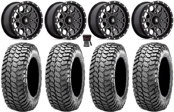 MSA Portal 15″ Wheels Milled 32″ Liberty Tires Can-Am Commander Maverick Renegade Outlander Defender