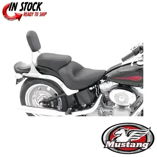 Mustang Black Vintage Standard Style 2-up Seat Harley Softail FXST FLSTF 06-17