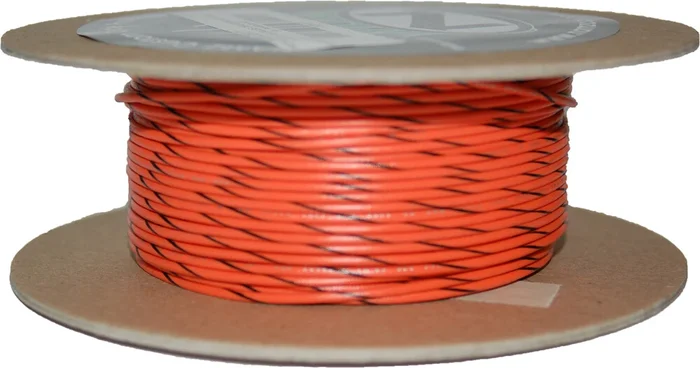 NAMZ CUSTOM CYCLE #18-GAUGE ORANGE/BLACK STRIPE 100′ SPOOL OF PRIMARY WIRE