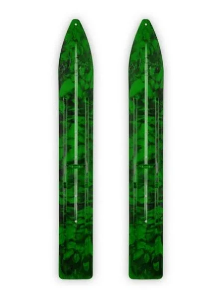 Pair of Black/Green Multi Color Swirl Slydog Trail 6″ Snowmobile Skis