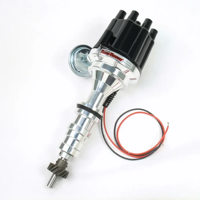 PerTronix Flame-Thrower Plug N Play Billet Distributor – Magnetic Pickup – Vacuum Advance – Socket Style – Black – Ford FE-Series D7133700