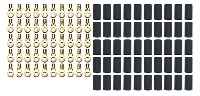 QuickCar Ring Terminal – #10 Hole – 8-10 Gauge Wire – Heat Shrink (50 Pack)