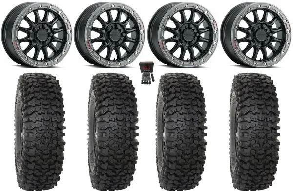 Raceline Alpha 15″Wheels Bk +25mm 33″RC500 Tires CFMoto UForce U10 Pro / U10 XL Pro / ZForce Z10 / Z10-4