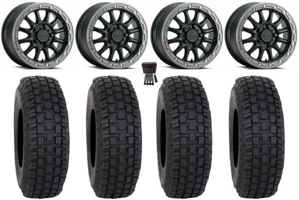 Raceline Alpha 15″Wheels Bk +53mm 33″RX600 Tires CFMoto UForce U10 Pro / U10 XL Pro / ZForce Z10 / Z10-4