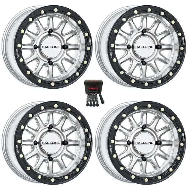 Raceline Alpha Hyper Beadlock 15″ Wheels/Rims Silver/Black Polaris Sportsman / RZR / Ranger