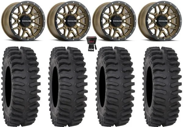 Raceline Krank 14″ Wheels Bronze +38mm/+10mm 28″ XT400 Tires Honda Talon