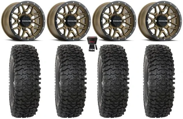Raceline Krank 14″ Wheels Bronze +38mm 32″ RC500 Tires Polaris Sportsman / RZR / Ranger