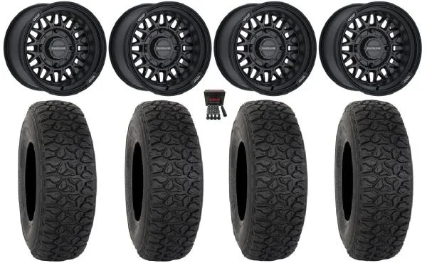 Raceline Omega 15″ Wheels Satin Black 32″ DX440 Tires Polaris Sportsman / RZR / Ranger