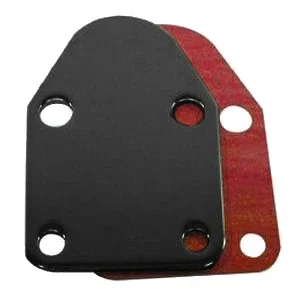 Racing Power Fuel Pump Blockoff – Steel – Black Paint – Small Block Chevy