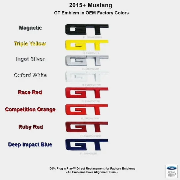 Rear GT Emblem (Grabber Blue) for Mustang 5.0L GT 2015-23 | #EM0005GTGB | Ford