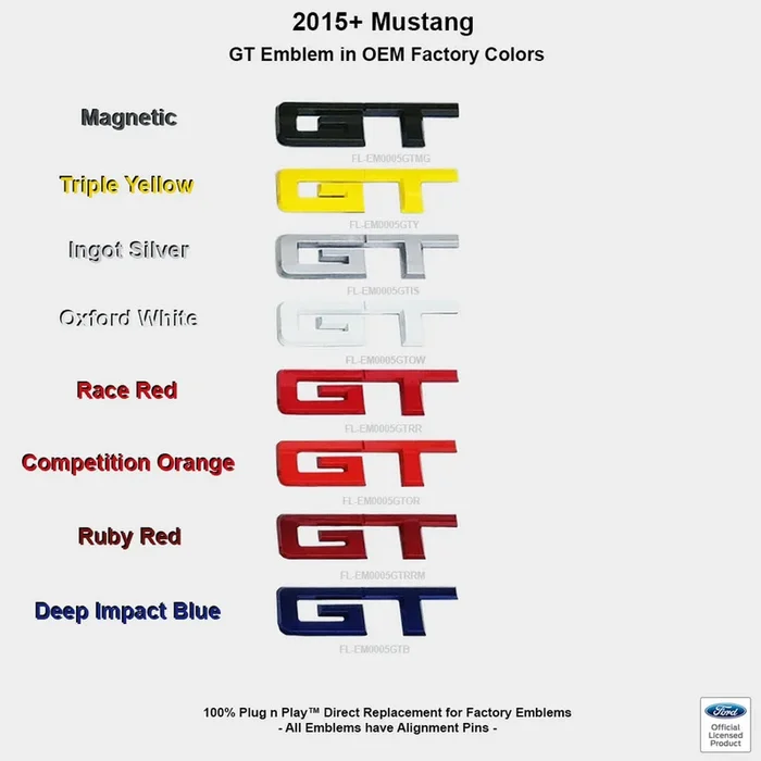 Rear GT Emblem (Magnetic Grey) for Mustang 5.0L GT 2015-23 | #EM0005GTMG | Ford