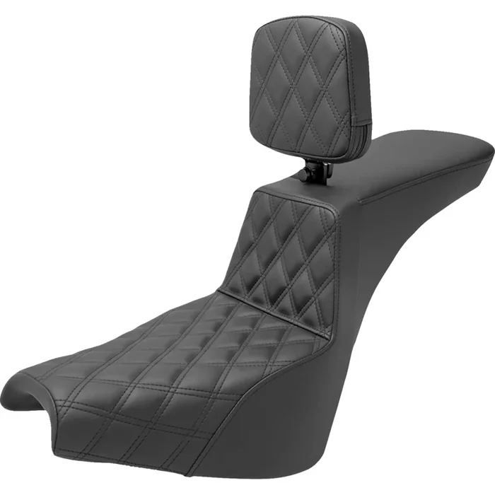 SADDLEMEN 0802-1521 818-30-192BR Tour Step-Up Seat – Rider Backrest – Front Lattice Stitch – FXBB/FXST ’18-’23
