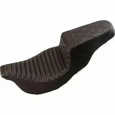 Saddlemen Brown Step-Up Seat Tuck Roll Lattice Stitch for Harley Touring