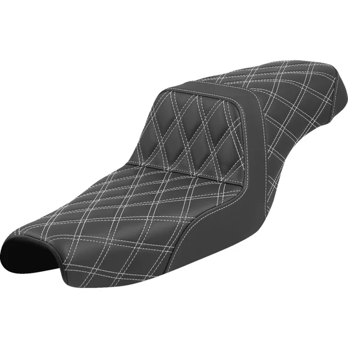 Saddlemen Step-Up Seat – Lattice Stitch – White Stitch – XL ’04-’22 807-11-17506