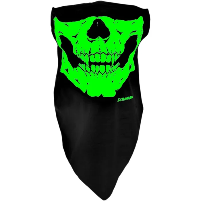 SCHAMPA & DIRT SKINS 2503-0240 VNG008-GLO1 Glow in the Dark Skull Stretch Half-Face Mask Traditional Glow Skull Facemask