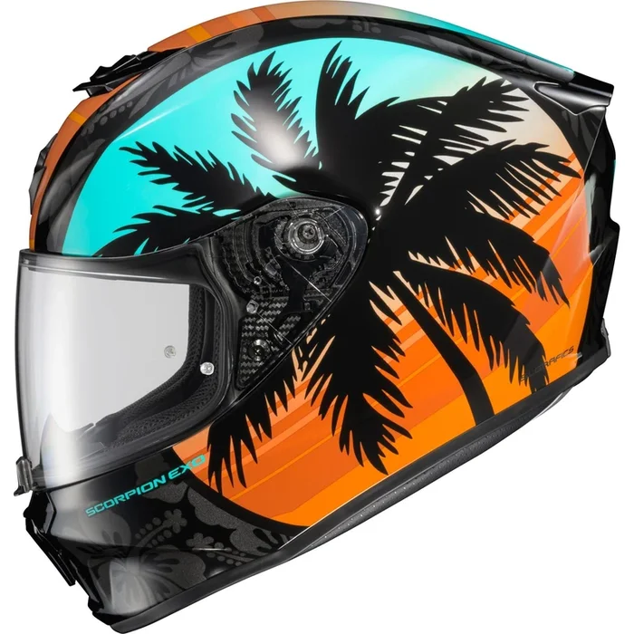 ScorpionEXO EXO-R330 Full-Face Helmet Tubbs – Light Blue/Orange