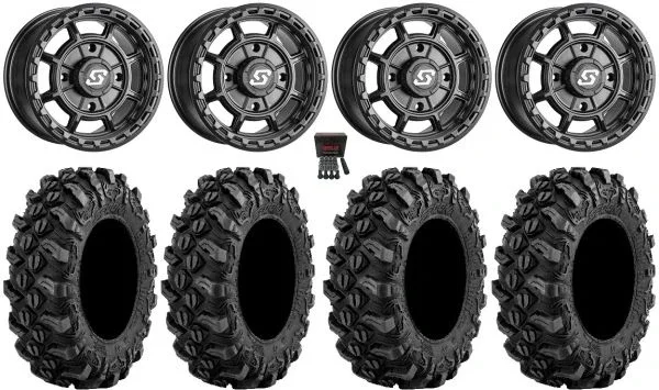 Sedona Rift 14″ Wheels Black 27″ Buck Snort Tires Can-Am Maverick X3 / Honda Pioneer 1000 / Talon