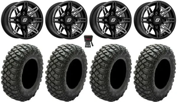 Sedona Rukus 14″ Black Wheels 28″ Crawler XR Tires Can-Am Commander Maverick Renegade Outlander Defender
