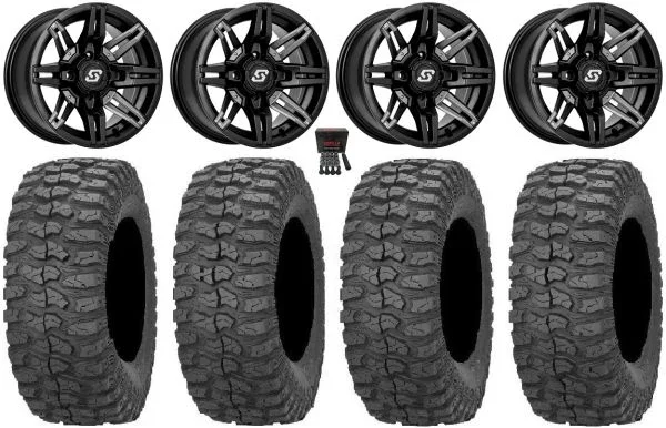 Sedona Rukus 14″ Black Wheels 28″ Rock-A-Billy Tires Polaris RZR XP 1000 / PRO XP / Ranger XP 900/1000