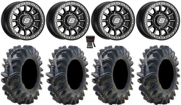 Sedona Sano Bdlk 14″ Wheels Bk +30mm 26.5″ Terminator Tires Can-Am Commander Maverick Renegade Outlander Defender