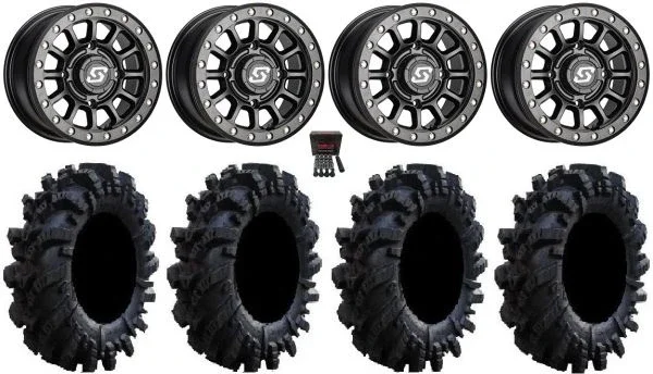 Sedona Sano Bdlk 14″ Wheels Bk +30mm 28″ Intimidator Tires Polaris RZR XP 1000 / PRO XP / Ranger XP 900/1000