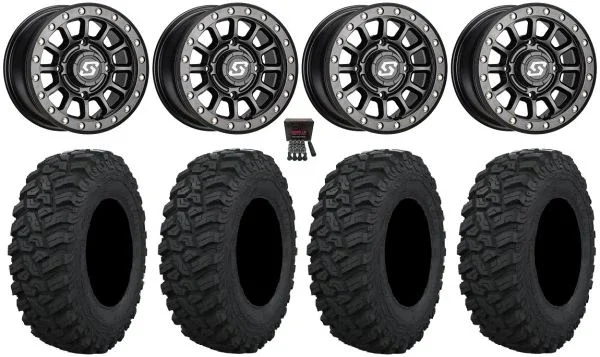 Sedona Sano Bdlk 14″ Wheels Bk +30mm 29″ Trekker Tires Can-Am Maverick X3 / Honda Pioneer 1000 / Talon