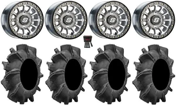 Sedona Sano Bdlk 14″ Wheels Ct +30mm 29.5″ Assassinator Tires Can-Am Maverick X3 / Honda Pioneer 1000 / Talon