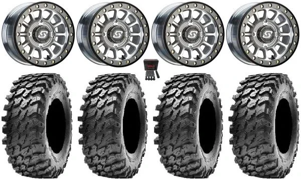Sedona Sano Bdlk 15×6 Wheels Ct 30″ Rampage Tires Kawasaki Mule Pro FXT KRX / Yamaha Wolverine RMAX / YXZ 2019+