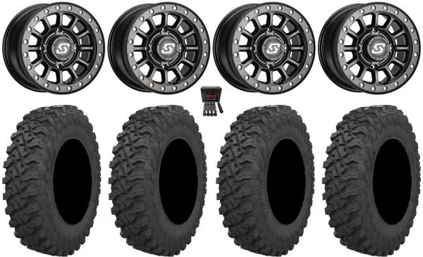 Sedona Sano Bdlk 15×7 Wheels Bk 32″ Pro Runner Tires Can-Am Maverick X3 / Honda Pioneer 1000 / Talon