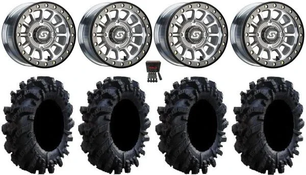 Sedona Sano Bdlk 15×7 Wheels Ct 34″ Intimidator Tires Kawasaki Mule Pro FXT KRX / Yamaha Wolverine RMAX / YXZ 2019+