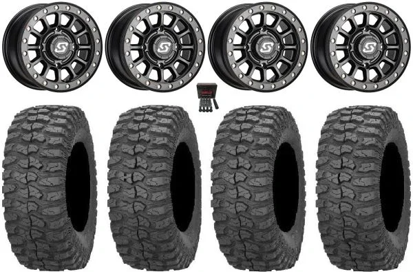 Sedona Sano Beadlock 14″ Wheels Bk 32″ Rock-A-Billy Tires Kawasaki Mule Pro FXT KRX / Yamaha Wolverine RMAX / YXZ 2019+