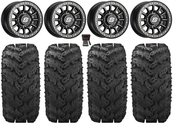 Sedona Sano Beadlock 14″ Wheels Black 28″ Reptile Tires Sportsman 550 850 1000