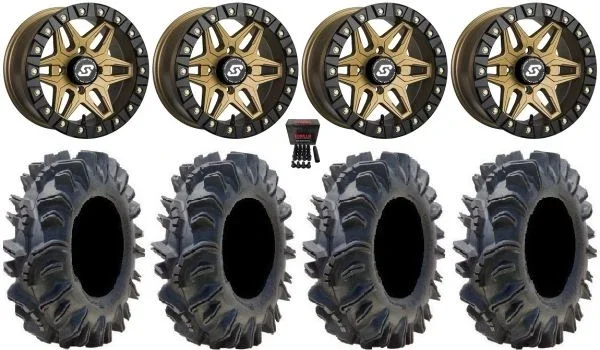Sedona Split 6 14″ Wheels Br +30mm 28″ Terminator Tires Sportsman 550 850 1000