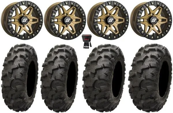 Sedona Split 6 Bdlk 14″ Br Wheels 30″ Blackwater Tires Kawasaki Mule Pro FXT KRX / Yamaha Wolverine RMAX / YXZ 2019+