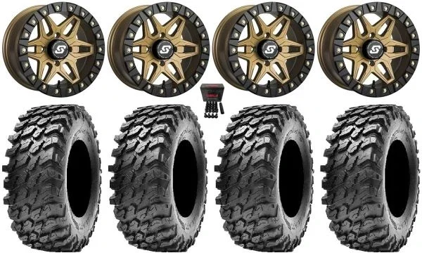 Sedona Split 6 Bdlk 14″ Br Wheels 30″ Rampage Tires Can-Am Commander Maverick Renegade Outlander Defender