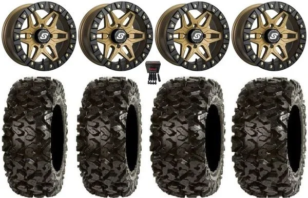Sedona Split 6 Bdlk 14″ Wheels Br +30mm 26″ Rip Saw Tires Sportsman 550 850 1000