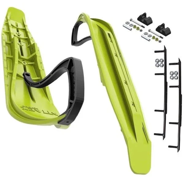 Slydog Attack 7″ Manta Green Skis w/4″ Round Bar Complete Kit Yamaha 2011 and Up Apex/Vector [Power Steering]