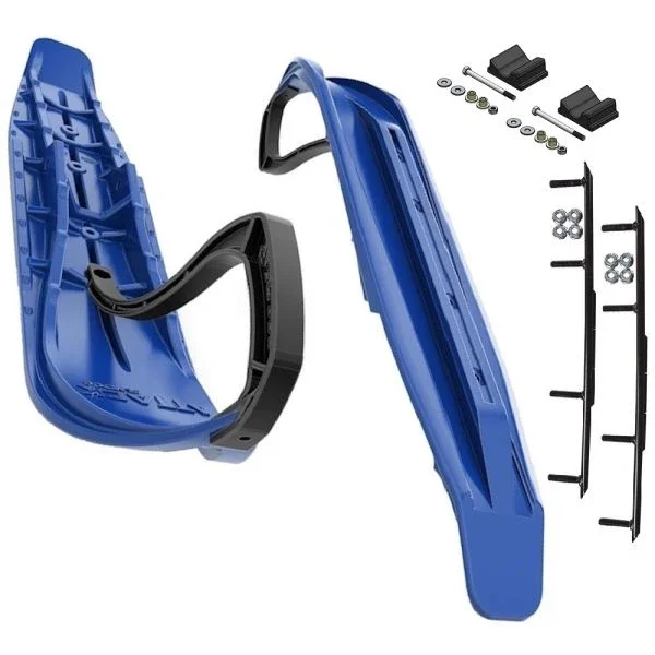 Slydog Attack 7″ Voo Doo Blue Skis w/10″ Round Bar Complete Kit Ski-Doo 2020+ Expert & 2021+ Summit & Freeride
