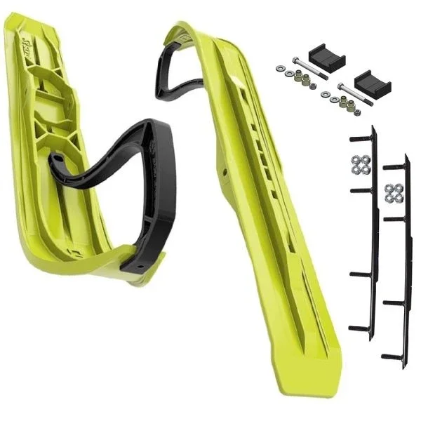Slydog Command 6″ Lime Squeeze Skis w/4″ Round Bar Complete Kit Ski-Doo S-Chassis [DSA]