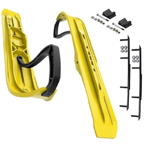 Slydog Command 6″ Sunburst Yellow Skis w/10″ Round Bar Complete Kit Ski-Doo 2020+ Expert & 2021+ Summit & Freeride