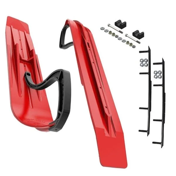 Slydog Powder Hound 7″ Indy Red Skis w/10″ Round Bar Complete Kit Polaris Fusion/IQ