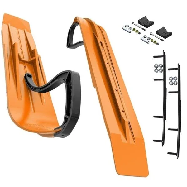 Slydog Powder Hound 7″ Orange Crush Skis w/4″ Round Bar Complete Kit Arctic Cat 2016+ Proclimb & Yamaha Viper MTX