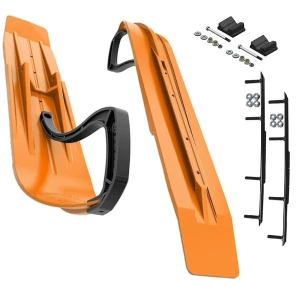 Slydog Powder Hound 7″ Orange Crush Skis w/6″ Round Bar Complete Kit Ski-Doo ZX[ADSA]/REV/RT/XP