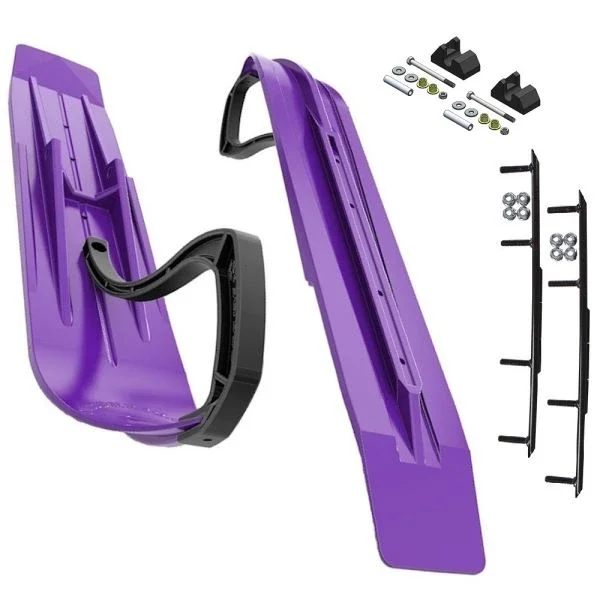 Slydog Powder Hound 7″ Purple Skis w/6″ Round Bar Complete Kit Yamaha 2011 and Up Apex/Vector [Power Steering]