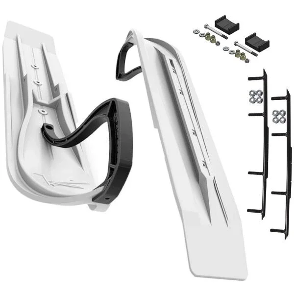 Slydog Powder Hound 7″ White Skis w/6″ Round Bar Complete Kit Ski-Doo S-Chassis [DSA]