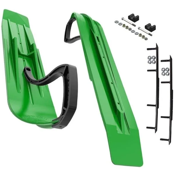 Slydog Powder Hound 8″ Green Skis w/10″ Round Bar Complete Kit Polaris Fusion/IQ