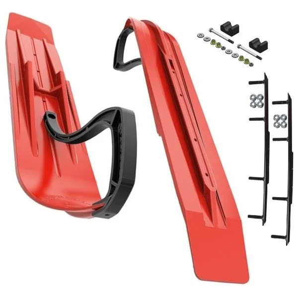 Slydog Powder Hound 8″ Lava Red Skis w/4″ Round Bar Complete Kit Arctic Cat 2009 HCR & ALL 2010-2011