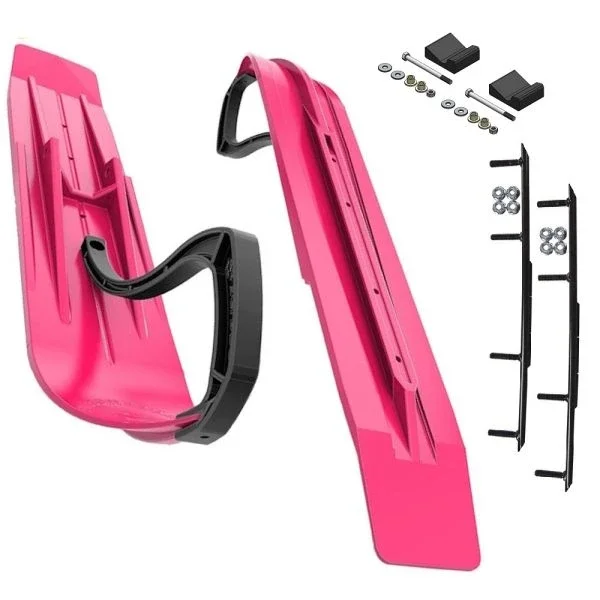 Slydog Powder Hound 8″ Pink Skis w/10″ Round Bar Complete Kit Ski-Doo 2017-2020 Gen4 Chassis