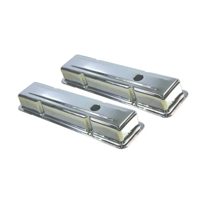 Specialty Products Valve Cover – Stock Height – Baffled – Breather Holes – Chrome – Small Block Chevy – Pair