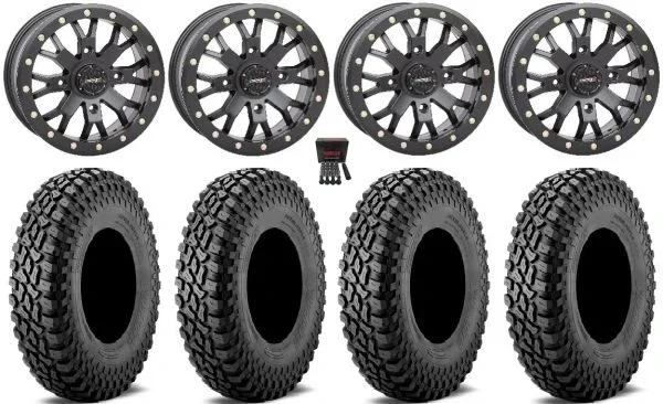 System 3 SB-4 14″ Wheels Bk (4+3) 28″ Incursion A/T Tires Sportsman 550 850 1000